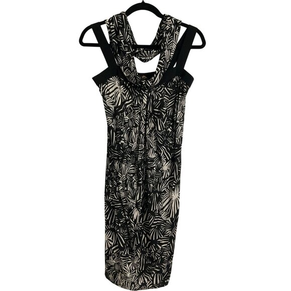 MAXMARA Printed Dress Jersey Knit in Black/White size Large - Picture 3 of 12